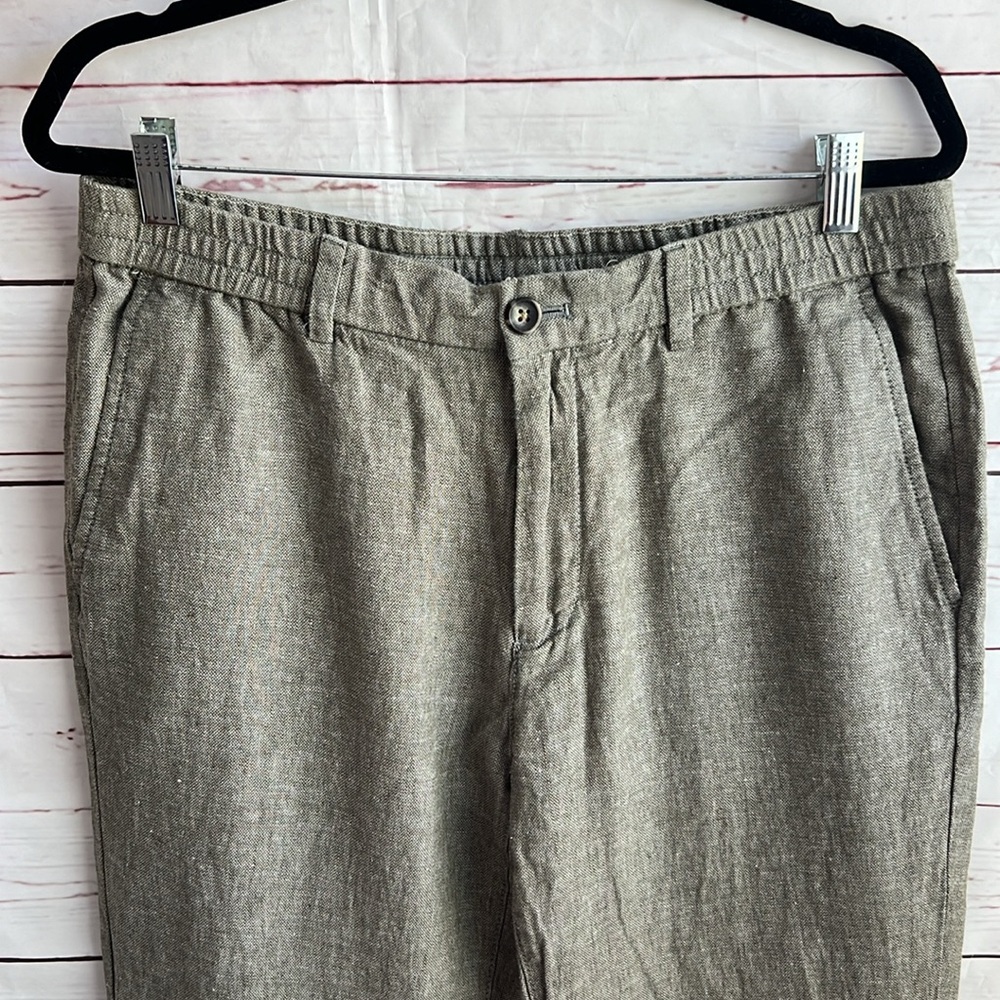 Banana Republic Olive Gray Linen-Blend Men’s Dress Pants - Picture 2 of 5